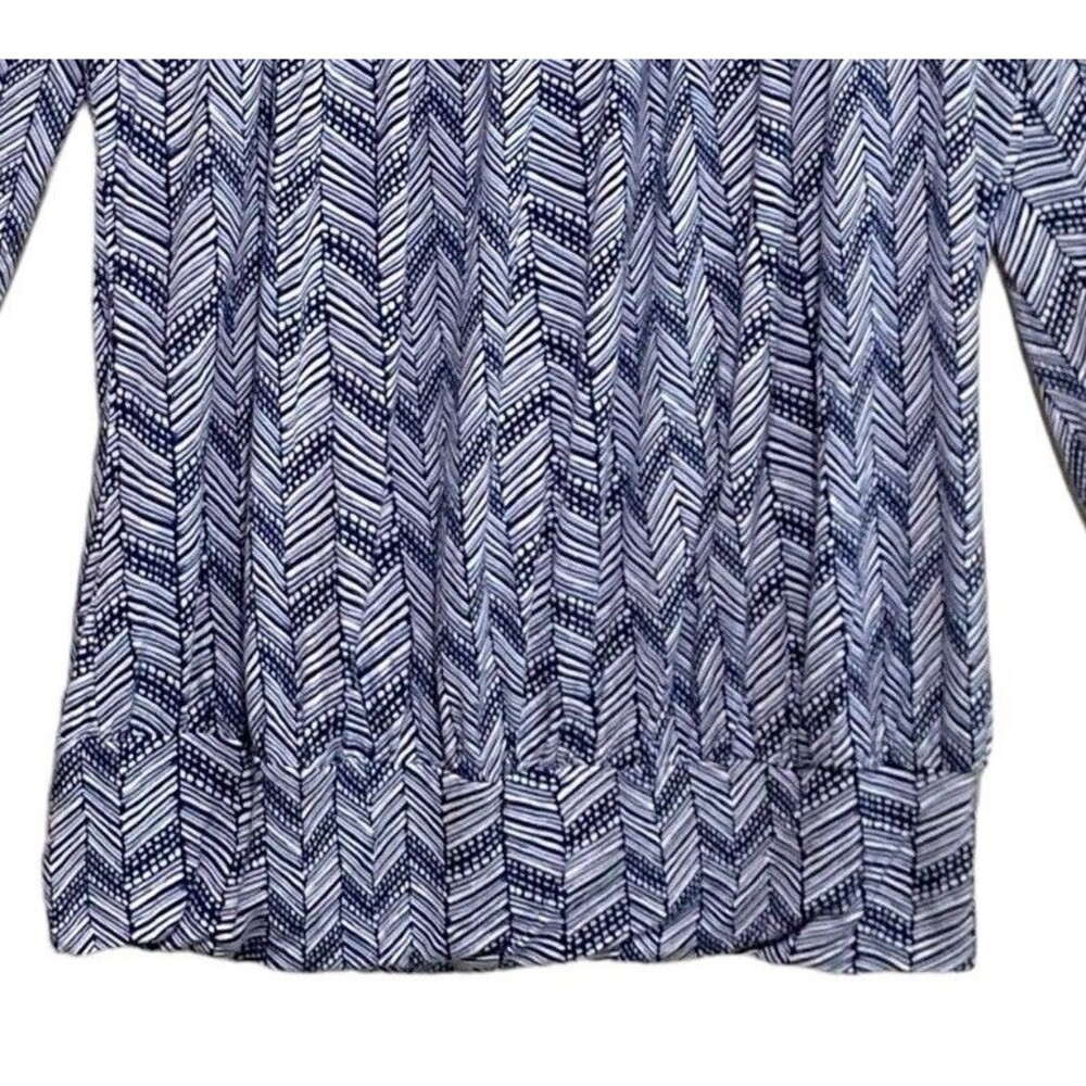 Daisy Fuentes Top Women's Size Large Blue White Loose/Baggy Long Sleeve Knit - Picture 3 of 9